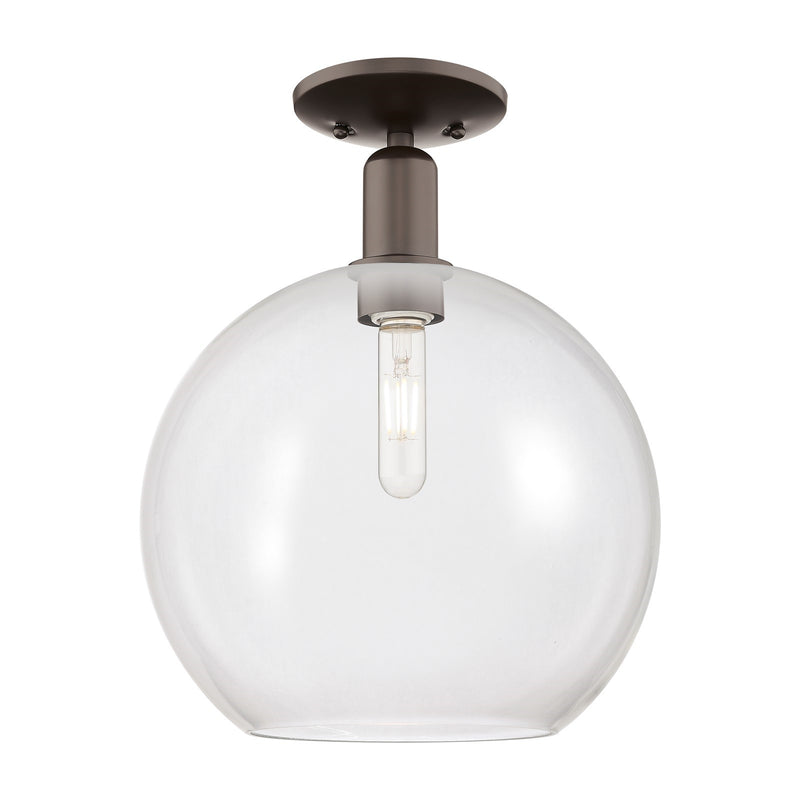 Innovations Athens 12in 1-Light Semi-Flush Mount | Industrial Oil Rubbed Bronze Steel and Clear Glass | Entryway & Hallway | Model 716-1C-OB-G122-12