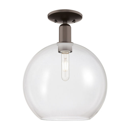 Innovations Athens 12in 1-Light Semi-Flush Mount | Industrial Oil Rubbed Bronze Steel and Clear Glass | Entryway & Hallway | Model 716-1C-OB-G122-12