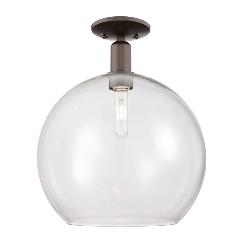 Innovations Athens 14in 1-Light Semi-Flush Mount | Industrial Oil Rubbed Bronze Steel and Clear Glass | Entryway & Hallway | Model 716-1C-OB-G122-14