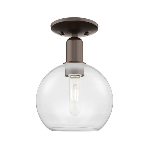 Innovations Athens 8in 1-Light Semi-Flush Mount | Industrial Oil Rubbed Bronze Steel and Clear Glass | Damp Location Hallway & | Model 716-1C-OB-G122-8