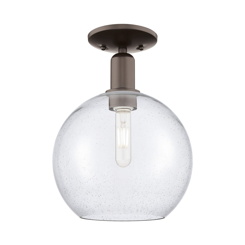 Innovations Athens 10in 1-Light Semi-Flush Mount | Industrial Oil Rubbed Bronze Steel and Seedy Glass | Entryway & Hallway | 10 | Model 716-1C-OB-G124-10