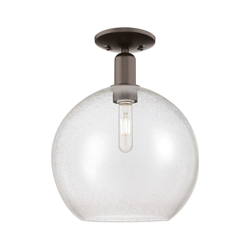 Innovations Athens 12in 1-Light Semi-Flush Mount | Industrial Oil Rubbed Bronze Steel and Seedy Glass | Entryway & Hallway | Model 716-1C-OB-G124-12