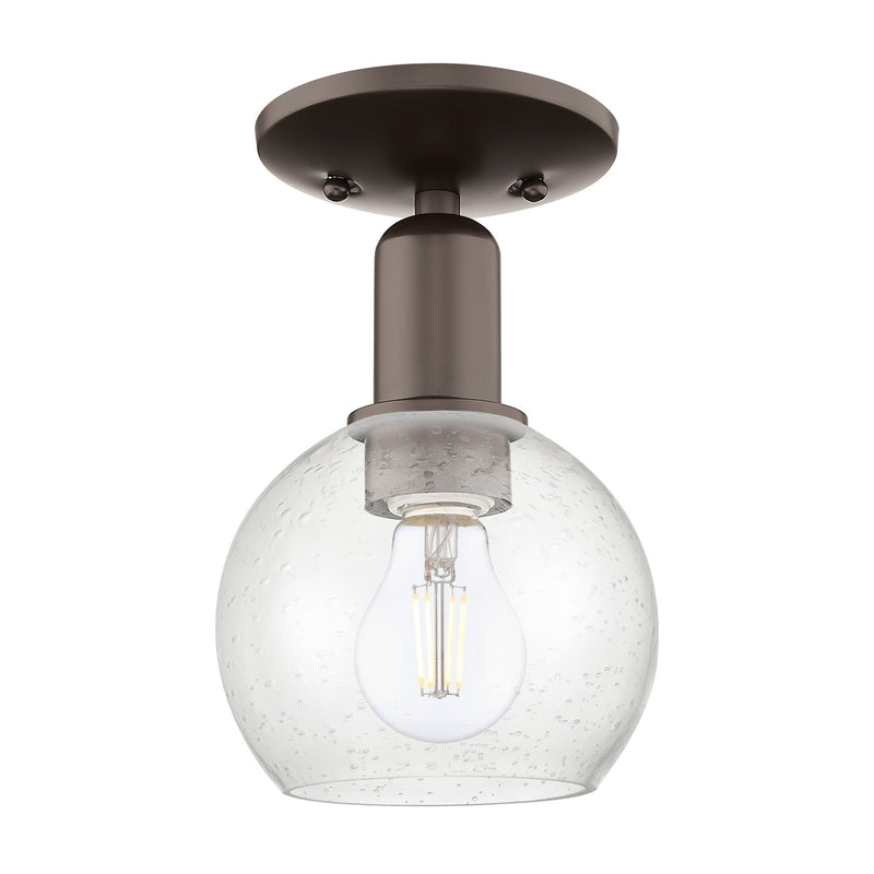 Innovations Athens 6in 1-Light Semi-Flush Mount | Industrial Oil Rubbed Bronze Steel and Seedy Glass | Entryway & Hallway | 5.88 | Model 716-1C-OB-G124-6