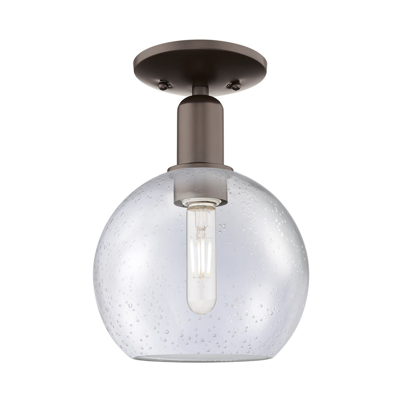 Innovations Athens 8in 1-Light Semi-Flush Mount | Industrial Oil Rubbed Bronze Steel and Seedy Glass | Hallway & Entryway | 8 x | Model 716-1C-OB-G124-8