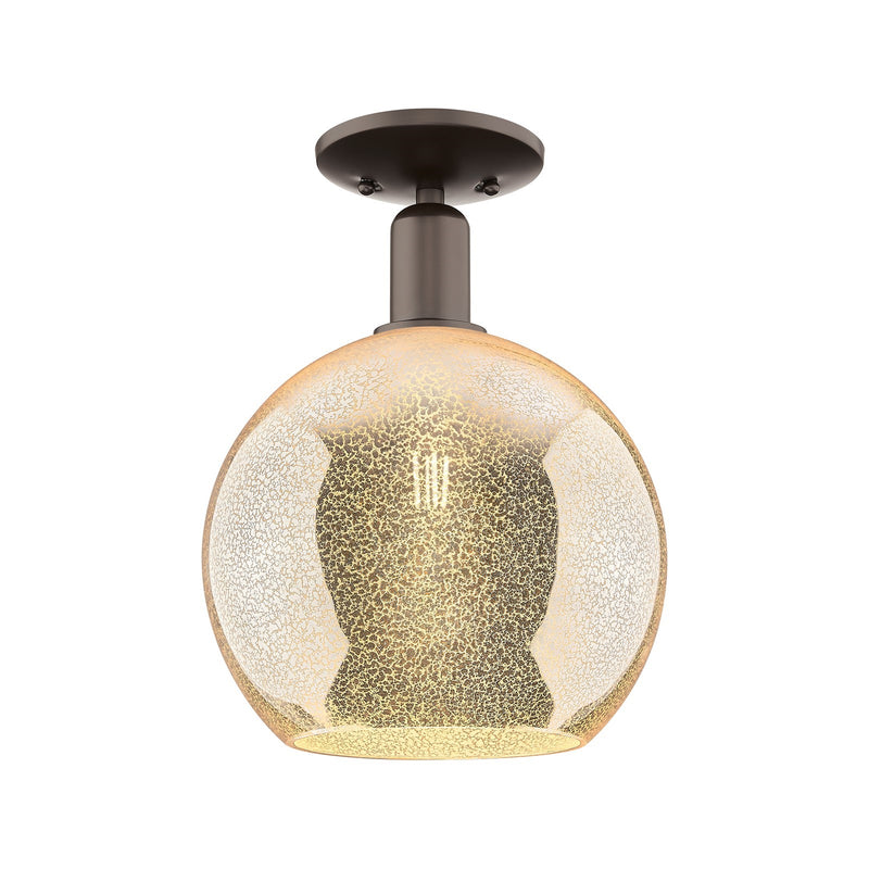 Innovations Athens 10in 1-Light Semi-Flush Mount | Industrial Oil Rubbed Bronze Steel and Mercury Glass | Entryway & Hallway | Model 716-1C-OB-G128-10