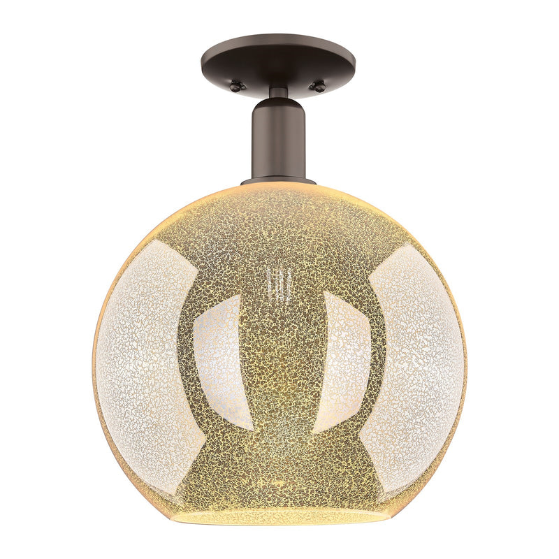 Innovations Athens 12in 1-Light Semi-Flush Mount | Industrial Oil Rubbed Bronze Steel and Mercury Glass | Entryway & Hallway | Model 716-1C-OB-G128-12