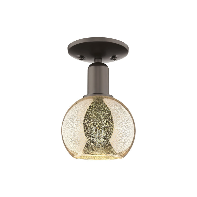 Innovations Athens 6in 1-Light Semi-Flush Mount | Industrial Oil Rubbed Bronze Steel and Mercury Glass | Entryway & Hallway | Model 716-1C-OB-G128-6