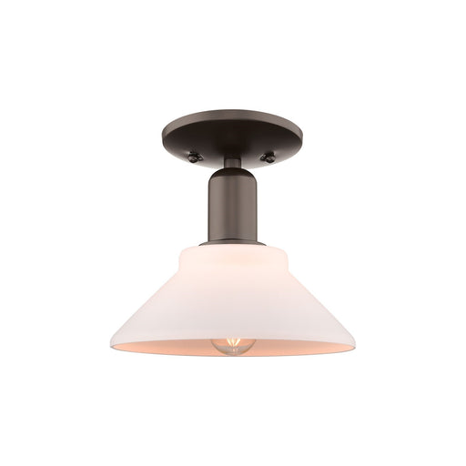 Innovations Orwell 8.375in 1-Light Semi-Flush Mount | Industrial Oil Rubbed Bronze Steel and Matte White Glass | Entryway & Hallway | Model 716-1C-OB-G131
