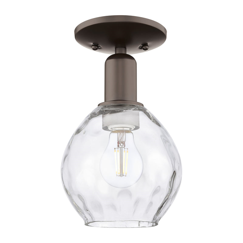 Innovations Waverly 6in 1-Light Semi-Flush Mount | Industrial Oil Rubbed Bronze Steel and Clear Water Glass | Entryway & Hallway | Model 716-1C-OB-G362
