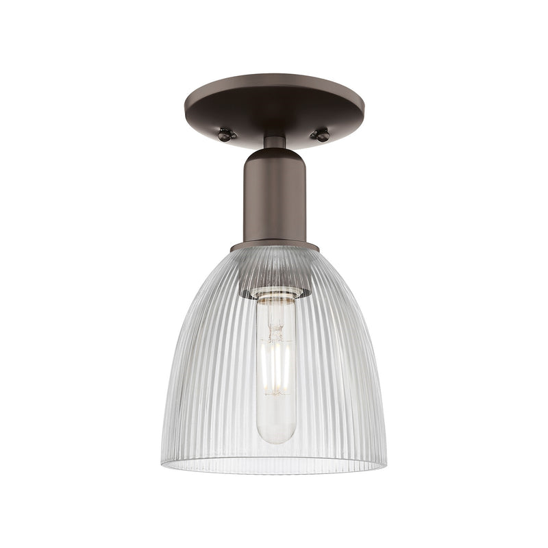Innovations Castile 6in 1-Light Semi-Flush Mount | Industrial Oil Rubbed Bronze Steel and Clear Glass | Hallway & Entryway | 6 x 6 | Model 716-1C-OB-G382