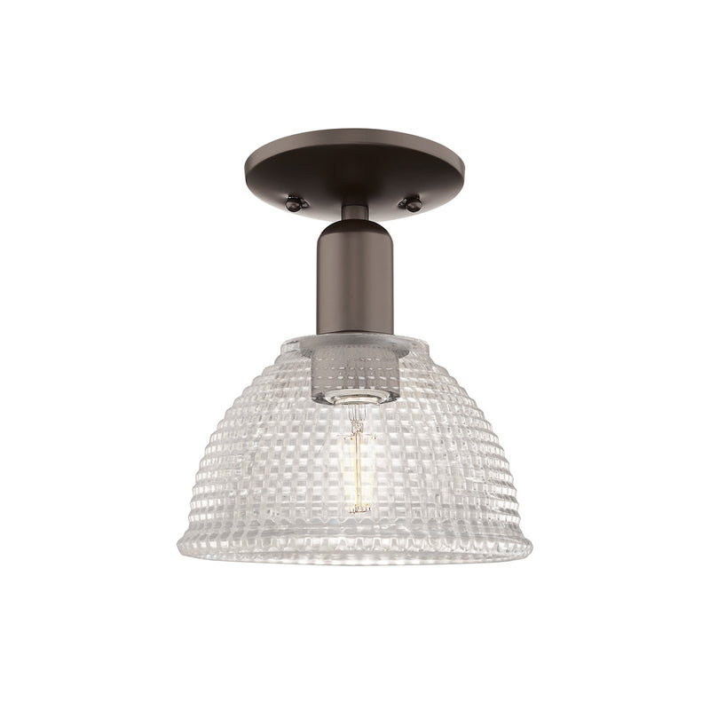 Innovations Arietta 8in 1-Light Semi-Flush Mount | Industrial Oil Rubbed Bronze Steel and Clear Glass | Hallway & Entryway Damp | Model 716-1C-OB-G422