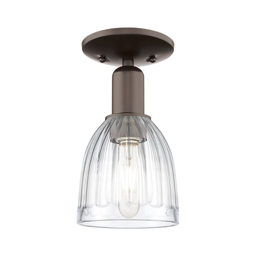 Innovations Brookfield 6in 1-Light Semi-Flush Mount | Industrial Oil Rubbed Bronze Steel and Clear Ribbed Glass | Hallway & | Model 716-1C-OB-G442