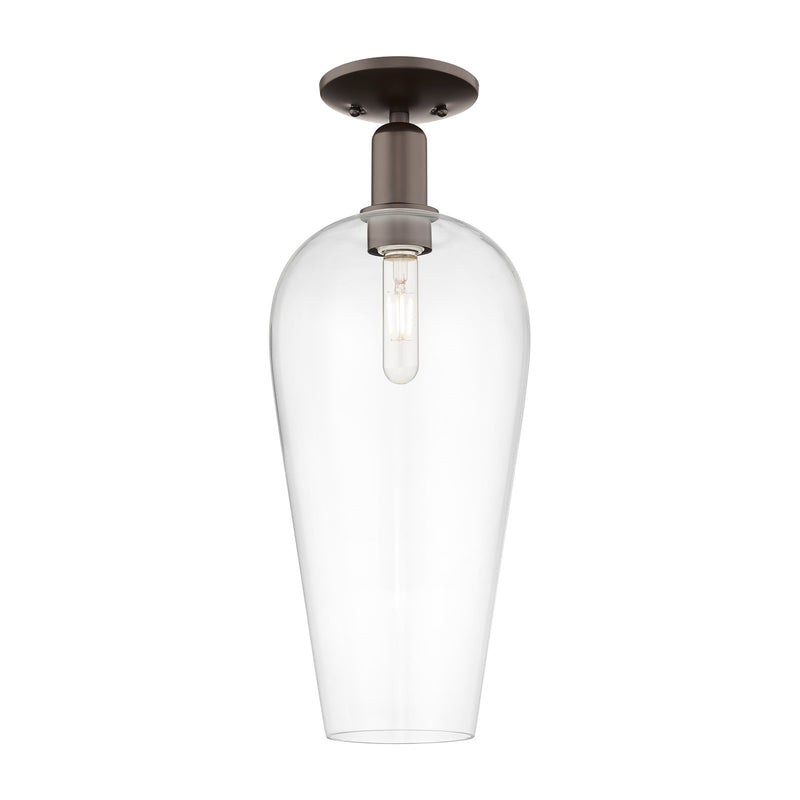 Innovations Chelsea 8in 1-Light Semi-Flush Mount | Industrial Oil Rubbed Bronze Steel and Clear Glass | Entryway & Hallway | 8 | Model 716-1C-OB-G456-8CL