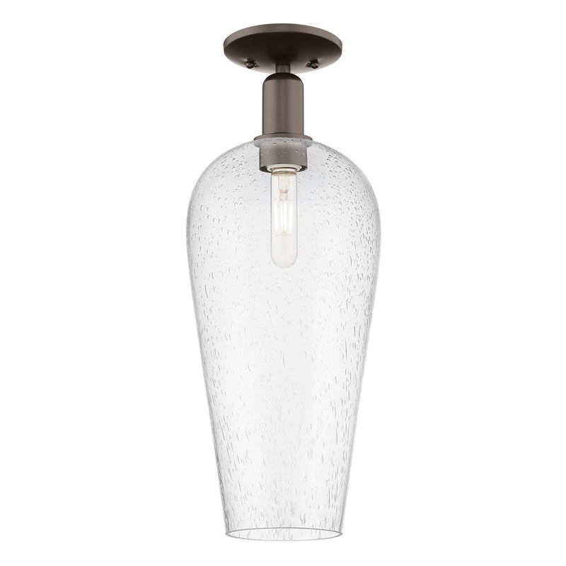 Innovations Chelsea 8in 1-Light Semi-Flush Mount | Industrial Oil Rubbed Bronze Steel and Seedy Glass | Entryway & Hallway | 8 | Model 716-1C-OB-G456-8SDY