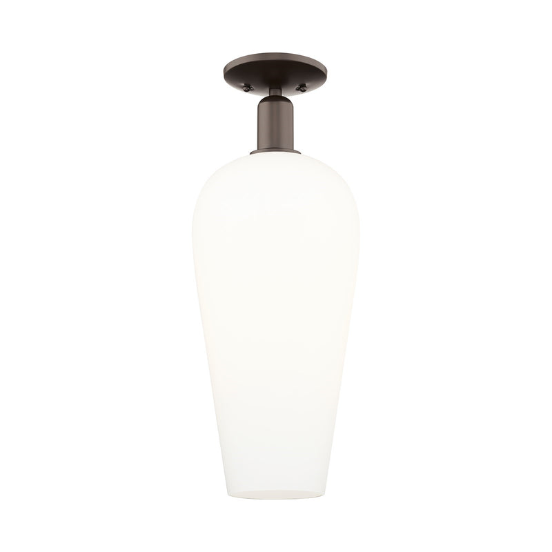 Innovations Chelsea 8in 1-Light Semi-Flush Mount | Industrial Oil Rubbed Bronze Steel and White Glass | Entryway & Hallway | 8 | Model 716-1C-OB-G456-8WH