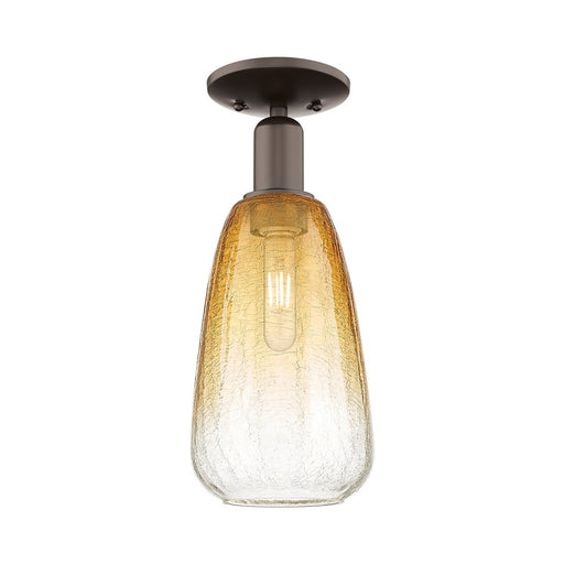 Innovations Brookhaven Almond 1Lt 6" Semi-Flush, OB/Amber - 716-1C-OB-G480-6AM