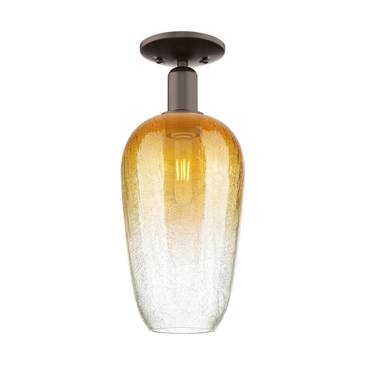 Innovations Brookhaven Flute 1Lt 7" Semi-Flush, OB/Amber - 716-1C-OB-G484-7AM