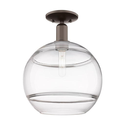 Innovations Rochester 12in 1-Light Semi-Flush Mount | Industrial Oil Rubbed Bronze Steel and Clear Glass | Entryway & Hallway | Model 716-1C-OB-G556-12CL