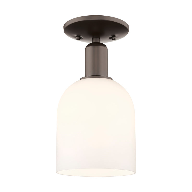 Innovations Bella 6in 1-Light Semi-Flush Mount | Industrial Oil Rubbed Bronze Steel and White Glass | Hallway & Entryway | 5.5 | Model 716-1C-OB-G558-6GWH