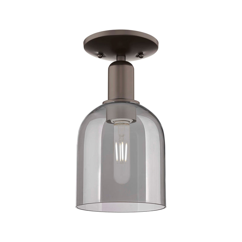 Innovations Bella 6in 1-Light Semi-Flush Mount | Industrial Oil Rubbed Bronze Steel and Light Smoke Glass | Entryway & Hallway | Model 716-1C-OB-G558-6SM