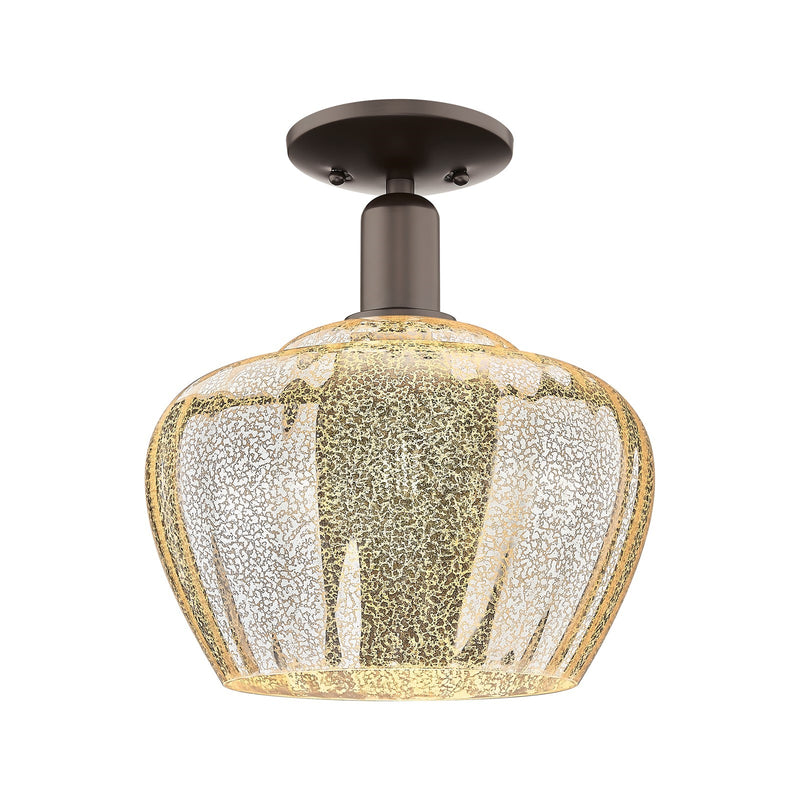 Innovations Fenton 11in 1-Light Semi-Flush Mount | Industrial Oil Rubbed Bronze Steel and Mercury Glass | Entryway & Hallway | 11 | Model 716-1C-OB-G96-L