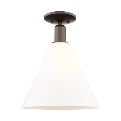 Innovations Berkshire Glass 12in 1-Light Semi-Flush Mount | Industrial Oil Rubbed Bronze and Matte White Glass | Foyer & Hallway | Model 716-1C-OB-GBC-121