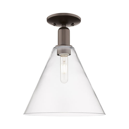 Innovations Berkshire Glass 12in 1-Light Semi-Flush Mount | Industrial Oil Rubbed Bronze Steel and Clear Glass | Hallway & | Model 716-1C-OB-GBC-122
