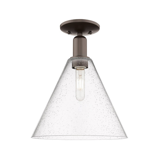 Innovations Berkshire Glass 12in 1-Light Semi-Flush Mount | Industrial Oil Rubbed Bronze Steel and Seedy Glass | Entryway & | Model 716-1C-OB-GBC-124