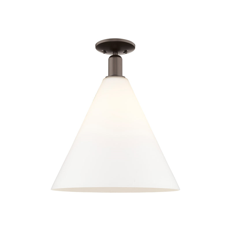Innovations Berkshire Glass 16in 1-Light Semi-Flush Mount | Industrial Oil Rubbed Bronze Steel and Matte White Glass | Entryway | Model 716-1C-OB-GBC-161