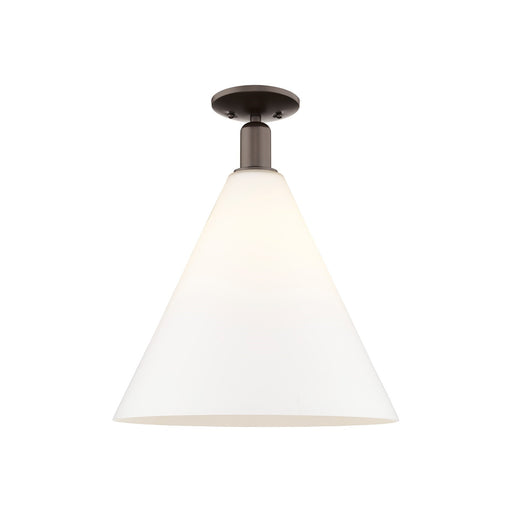 Innovations Berkshire Glass 16in 1-Light Semi-Flush Mount | Industrial Oil Rubbed Bronze Steel and Matte White Glass | Entryway | Model 716-1C-OB-GBC-161