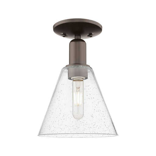 Innovations Berkshire Glass 8in 1-Light Semi-Flush Mount | Industrial Oil Rubbed Bronze and Seedy Glass | Entryway & Hallway | 8 | Model 716-1C-OB-GBC-84