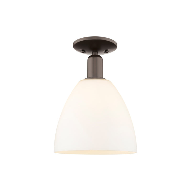 Innovations Bristol 9in 1-Light Semi-Flush Mount | Industrial Oil Rubbed Bronze Steel and Matte White Glass | Entryway & Hallway | Model 716-1C-OB-GBD-91
