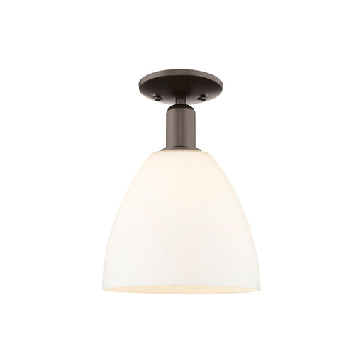 Innovations Bristol 9in 1-Light Semi-Flush Mount | Industrial Oil Rubbed Bronze Steel and Matte White Glass | Entryway & Hallway | Model 716-1C-OB-GBD-91