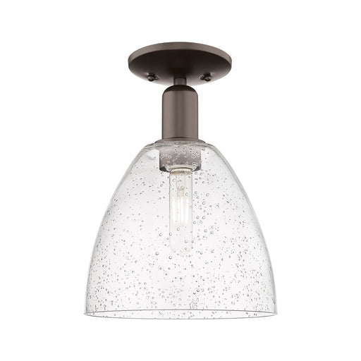Innovations Bristol 9in 1-Light Semi-Flush Mount | Industrial Oil Rubbed Bronze Steel and Seedy Glass | Damp-Rated Hallway & | Model 716-1C-OB-GBD-94