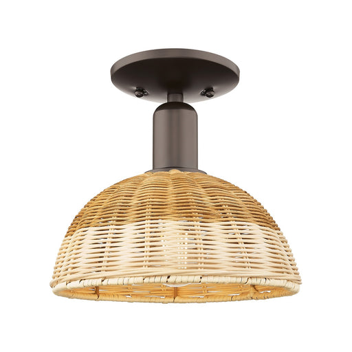 Innovations Natural Ballston Dome 9in 1-Light Semi-Flush Mount | Farmhouse Oil Rubbed Bronze and Natural Fiber | Entryway & | Model 716-1C-OB-NBD2-9-NAT