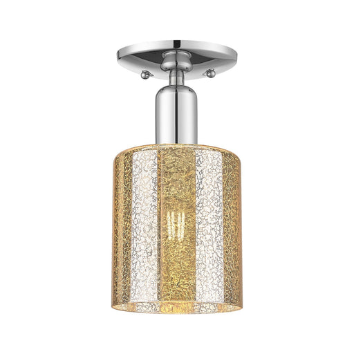Innovations Cobbleskill 5in 1-Light Semi-Flush Mount | Industrial Polished Chrome Steel and Mercury Glass | Entryway & Hallway | 5 | Model 716-1C-PC-G116