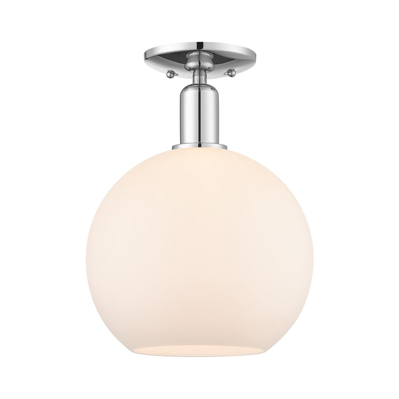 Innovations Athens 10in 1-Light Semi-Flush Mount | Industrial Polished Chrome and Matte White Glass | Entryway & Hallway | 10 x | Model 716-1C-PC-G121-10