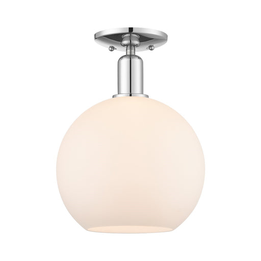Innovations Athens 10in 1-Light Semi-Flush Mount | Industrial Polished Chrome and Matte White Glass | Entryway & Hallway | 10 x | Model 716-1C-PC-G121-10