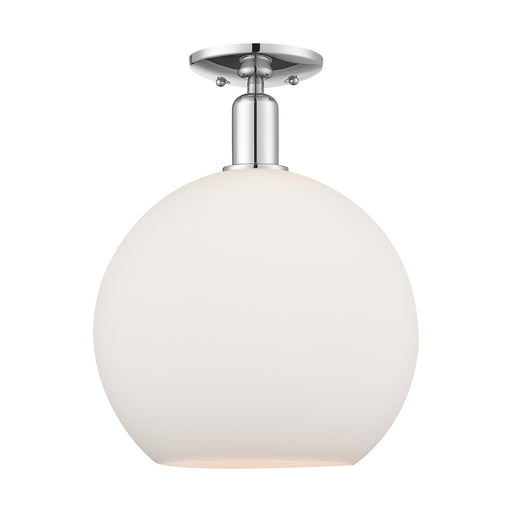 Innovations Athens 12in 1-Light Semi-Flush Mount | Industrial Polished Chrome Steel and Matte White Glass | Kitchen & Hallway | Model 716-1C-PC-G121-12