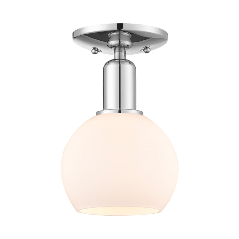Innovations Athens 6in 1-Light Semi-Flush Mount | Industrial Polished Chrome and Matte White Glass | Kitchen & Hallway Accent | Model 716-1C-PC-G121-6