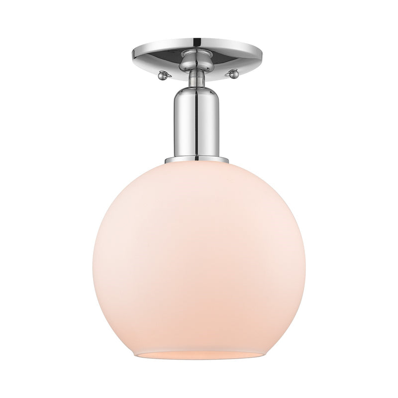 Innovations Athens 8in 1-Light Semi-Flush Mount | Industrial Modern Polished Chrome and Matte White Glass | Entryway & Hallway | Model 716-1C-PC-G121-8
