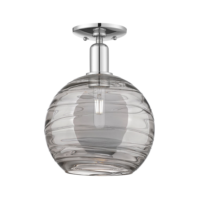 Innovations Athens Deco Swirl 10in 1-Light Semi-Flush Mount | Industrial Polished Chrome and Light Smoke Glass | Entryway & | Model 716-1C-PC-G1213-10SM