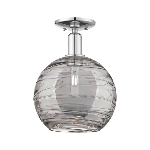 Innovations Athens Deco Swirl 10in 1-Light Semi-Flush Mount | Industrial Polished Chrome and Light Smoke Glass | Entryway & | Model 716-1C-PC-G1213-10SM