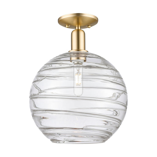 Innovations Athens Deco Swirl 12in 1-Light Semi-Flush Mount | Industrial Polished Chrome and Clear Deco Swirl Glass | Model 716-1C-PC-G1213-12CL