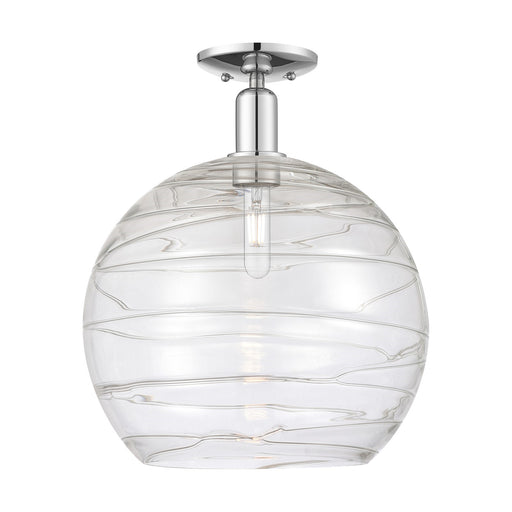 Innovations Athens Deco Swirl 14in 1-Light Semi-Flush Mount | Industrial Polished Chrome Steel and Clear Deco Swirl Glass | Model 716-1C-PC-G1213-14CL