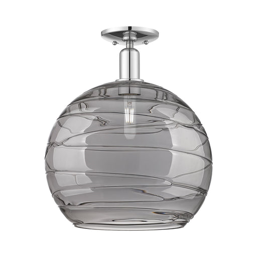 Innovations Athens Deco Swirl 14in 1-Light Semi-Flush Mount | Industrial Polished Chrome and Light Smoke Glass | Entryway & | Model 716-1C-PC-G1213-14SM