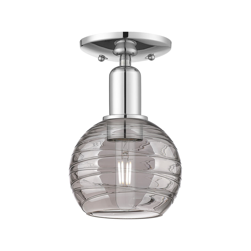 Innovations Athens Deco Swirl 6in 1-Light Semi-Flush Mount | Industrial Polished Chrome and Light Smoke Glass | Damp-Rated | Model 716-1C-PC-G1213-6SM
