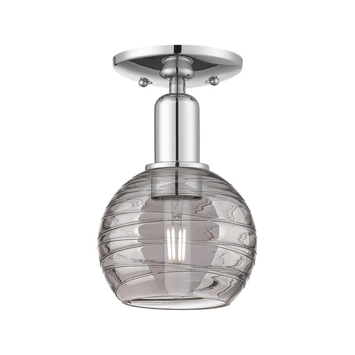 Innovations Athens Deco Swirl 6in 1-Light Semi-Flush Mount | Industrial Polished Chrome and Light Smoke Glass | Damp-Rated | Model 716-1C-PC-G1213-6SM