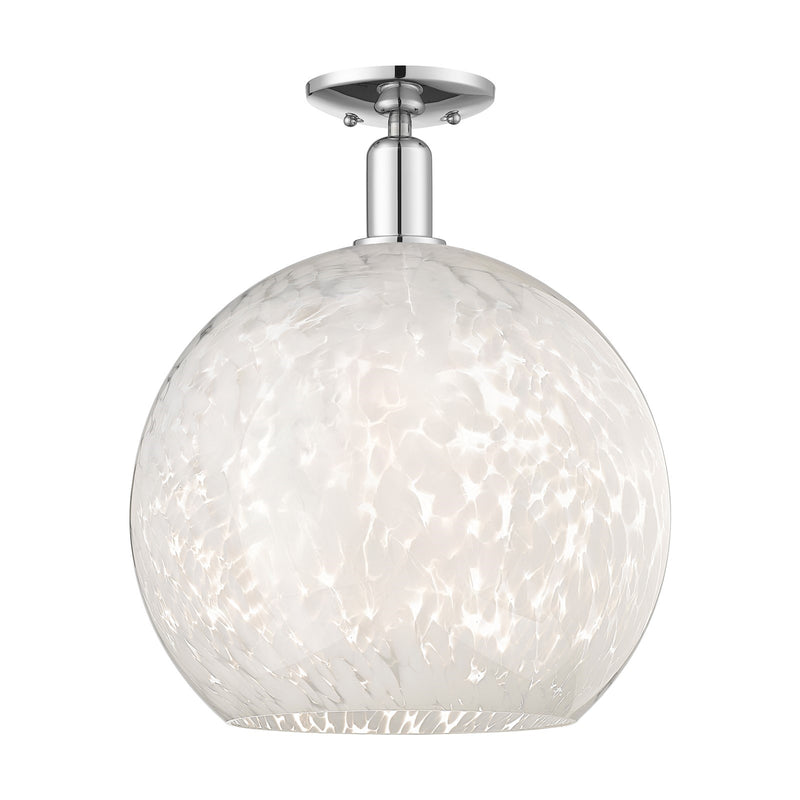 Innovations Lighting Arcadia 14in 1-Light Semi-Flush Mount | Industrial Polished Chrome and White Mouchette Glass | Entryway | Model 716-1C-PC-G1216-14WM