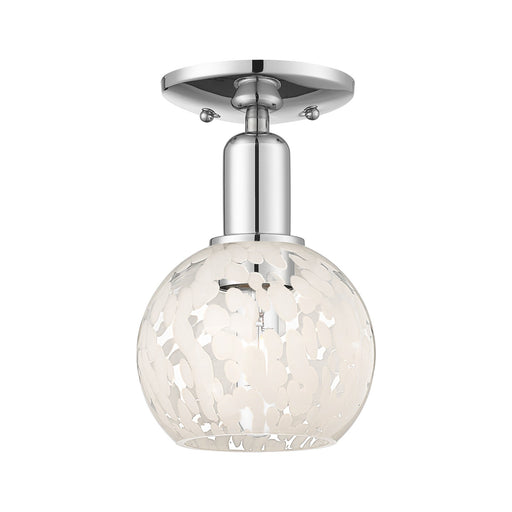 Innovations White Mouchette 6in 1-Light Semi-Flush Mount | Industrial Polished Chrome and White Glass | Entryway & Hallway | 6 | Model 716-1C-PC-G1216-6WM